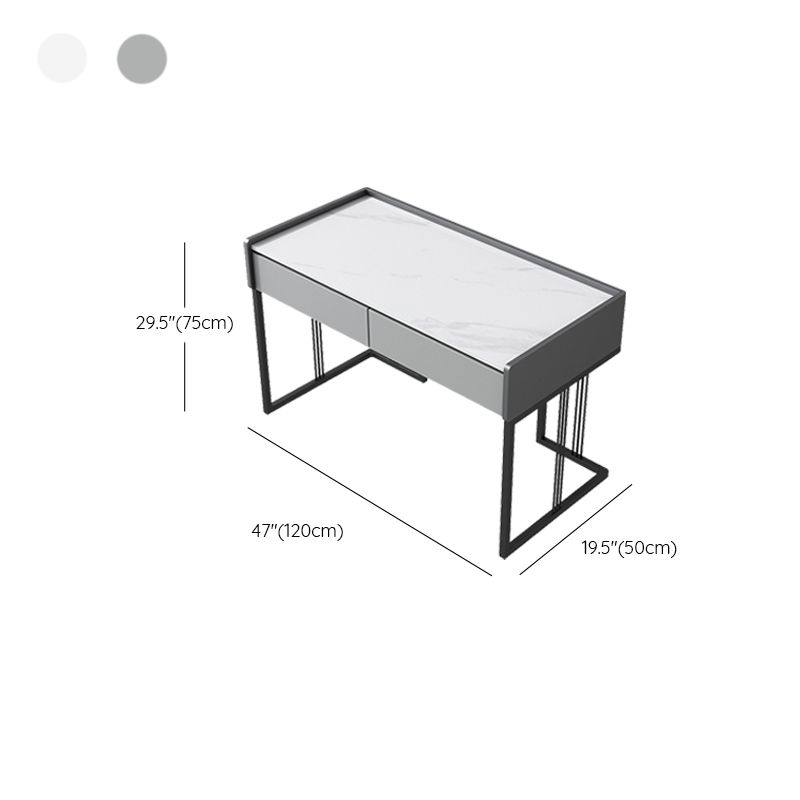 Contemporary Computer Desk Antique Finish Rectangular Office Desk with Metal Legs