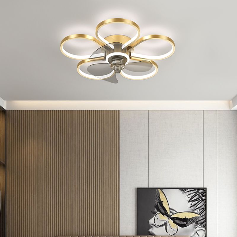 Geometry Ceiling Fan Lights Kids Style Metal LED Flush Lights for Bedroom