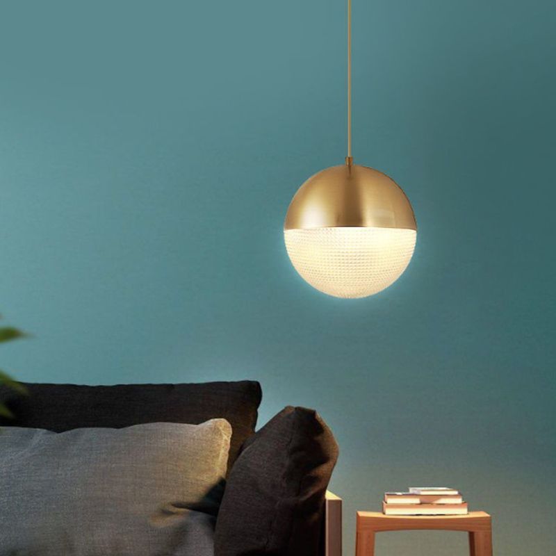 Spherical Shape Hanging Light Modern Style Glass 1 Light Hanging Lamp for Bedside