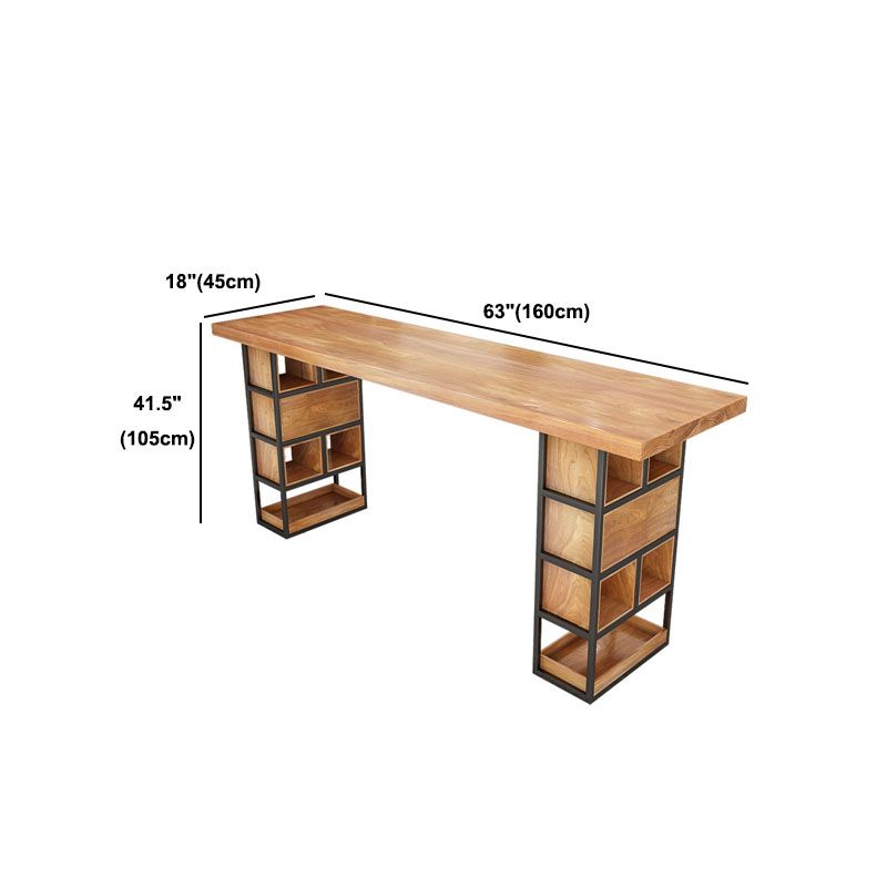 Industrial Solid Wood Bar Table Rectangle Bar-Height Bar Dining Table