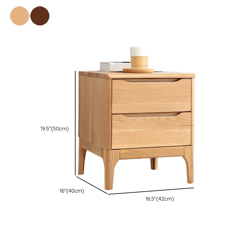 Simple Solid Wood Kids Bedside Table 2 Drawers Nursery Nightstand