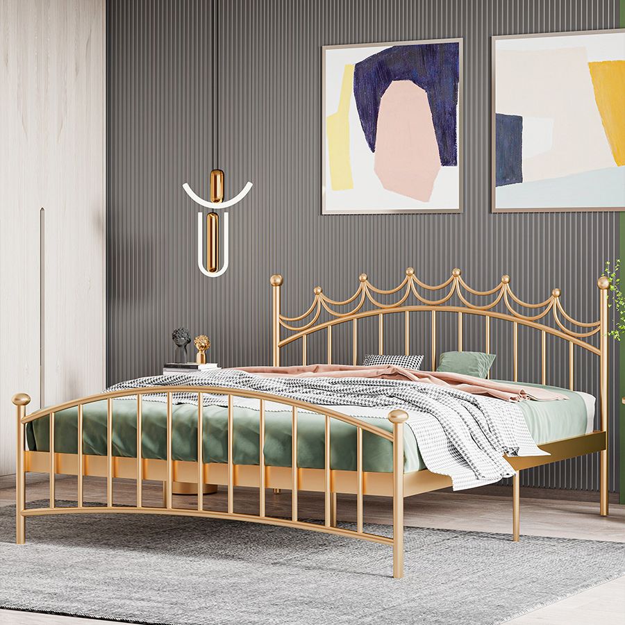 Contemporary Metal Bed Frame Open Frame Princess Iron Bed Frame with Headboard