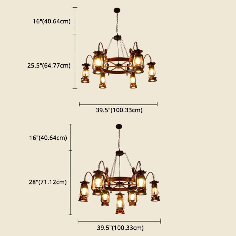 Kerosene Lamp Chandelier Light Fixture Metallic Retro Industrial Style Pendant Lighting Fixtures for Restaurant