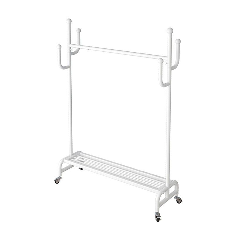 Classic Metal Clothes Hanger Free Standing Hooks Coat Rack with Storage Shelving