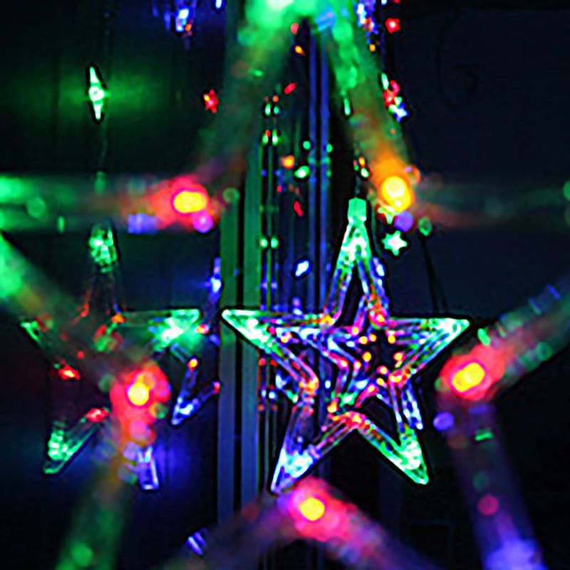 White Star Curtain String Light Art Decor 12-Head Plastic Christmas Light for Outdoor