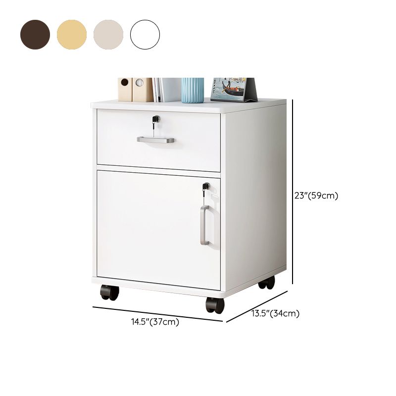 Contemporary Vertical Solid Color Drawers Castors Wood File Cabinet for Home Office