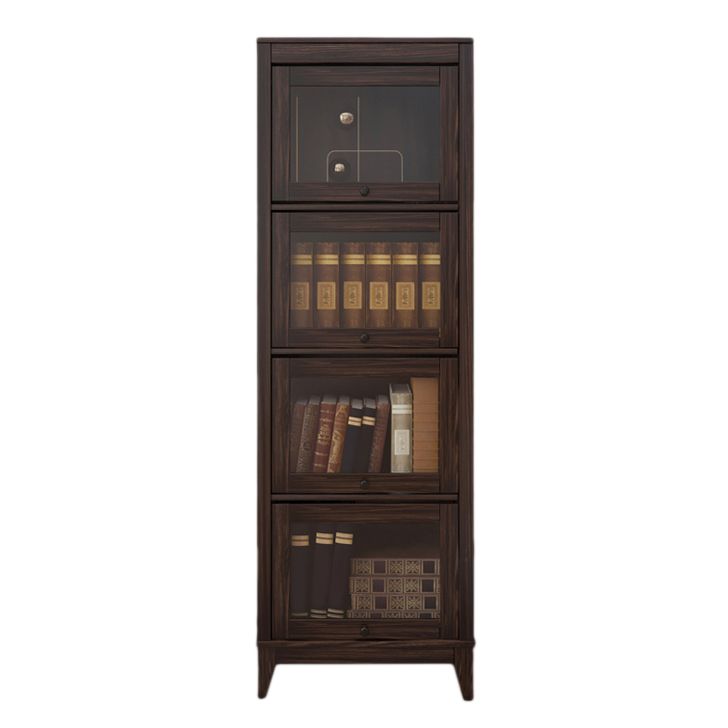 Modern Vertical Standard Bookshelf Manufactured Wood Bookcase with Glass Doors