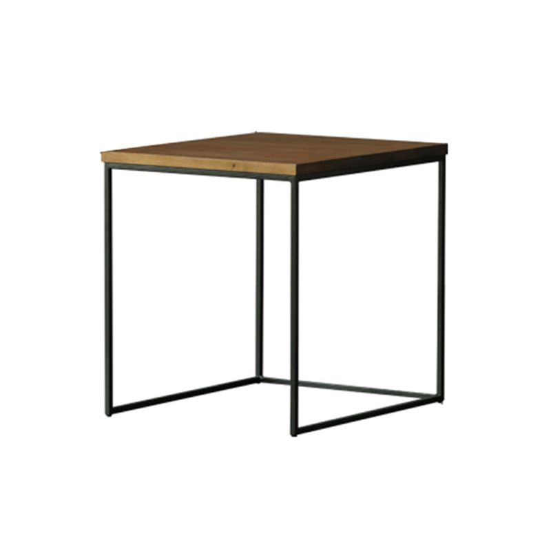 Modern Brone Coffee Table Solid Wood Top and Iron Base for Home