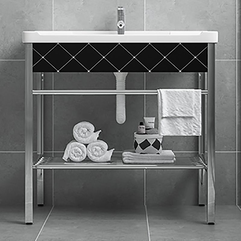 Modern Bathroom Sink Vanity Metal Frame Shelving Included Freestanding Sink Vanity