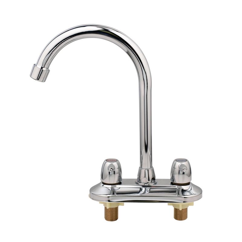 Modern Kitchen Sink Faucet Brass Double Knob Handle Gooseneck Bar Prep Kitchen Faucet