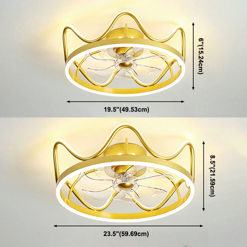 Éclairage de ventilateur de plafond de la couronne élégant lampe à monture de chambre à coucher en acrylique moderne LED à chasse d'eau