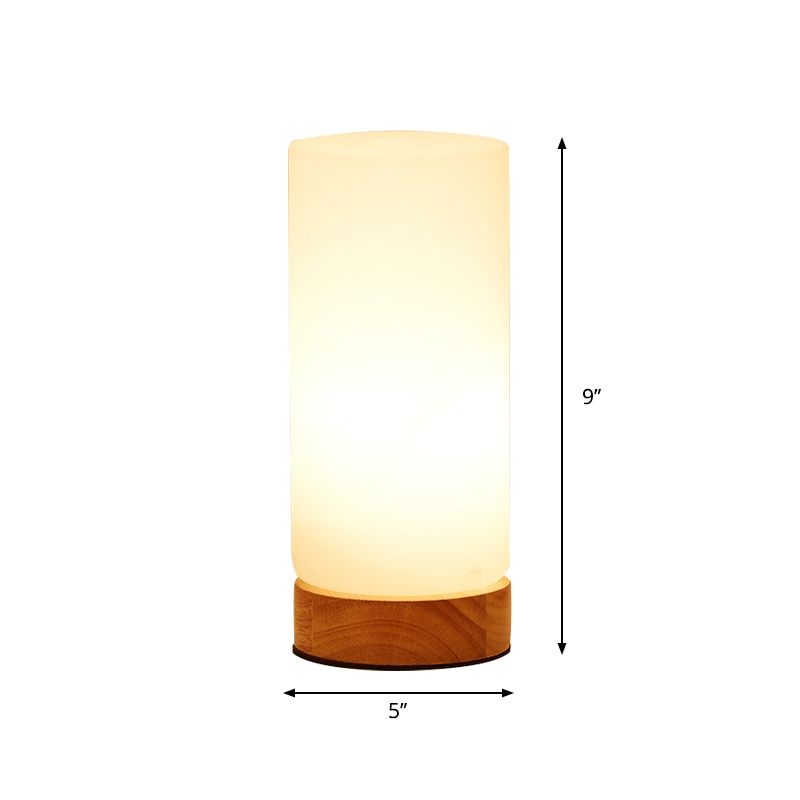 Single Bulb Globe/Cylinder/Square Shade Reading Book Light Modern Wood White Glass Task Lighting