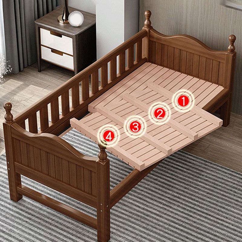 Traditional Brown Baby Crib with 3/4 Guardrail in Solid Wood