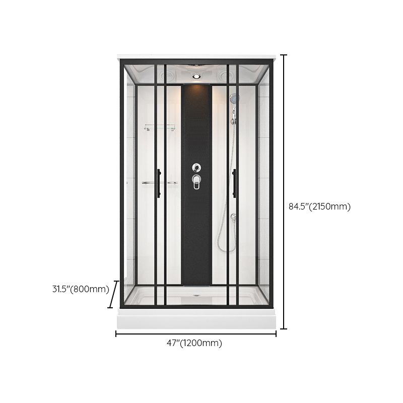 Contemporary Shower Stall Black Framed Tempered Glass Shower Stall