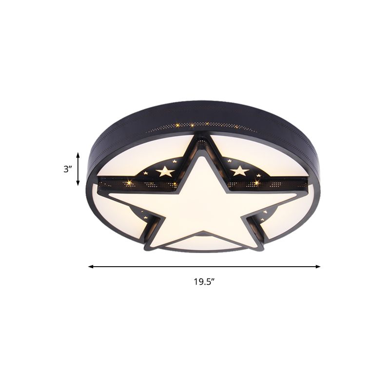 Child Bedroom Round Ceiling Light with Star Acrylic American Style Flush Mount Light