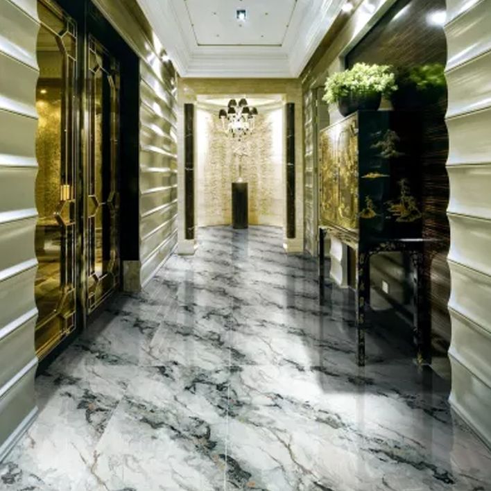 Marble Appearance Singular Tile Mirrored Rectangular Floor Tile