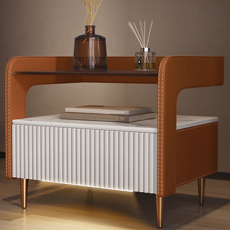 Wooden Bed Nightstand Modern Minimalist Open Bedside Table with Legs