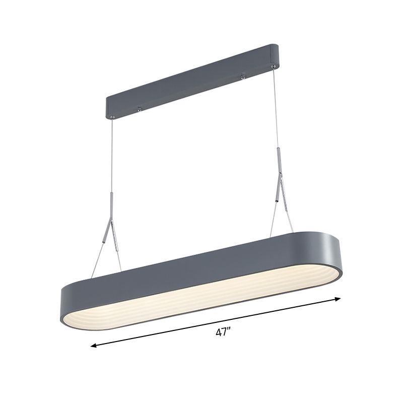 Luminaire pendant elliptique nordique métal métal blanc / gris plafonnier plafond pour salle à manger, 33,5 "/ 47" de large