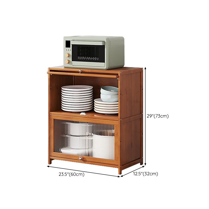 Brown Bamboo Kitchen Server Glam Dining Server for Living Room