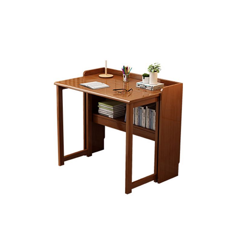 Solid Wood Writing Desk Folding Kids Desk with Storage Shelves