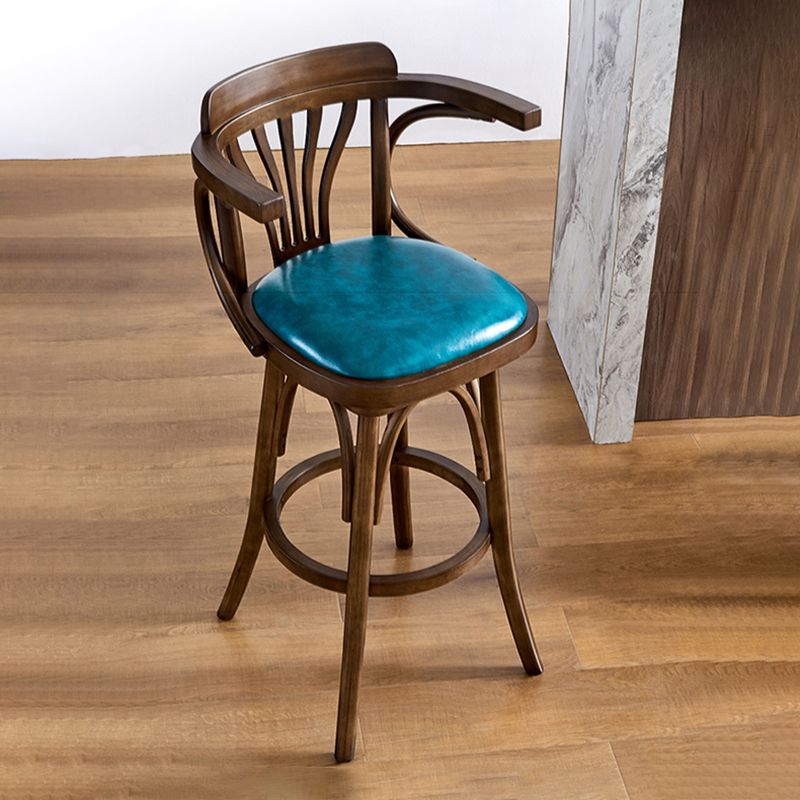 Contemporary Swivel Bar Stool Upholstered Counter Height Stool with Wood Frame