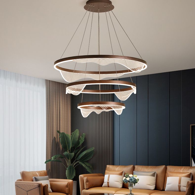 Contemporary Tiered LED Hanging Ceiling Lights Pendant Chandelier for Living Room