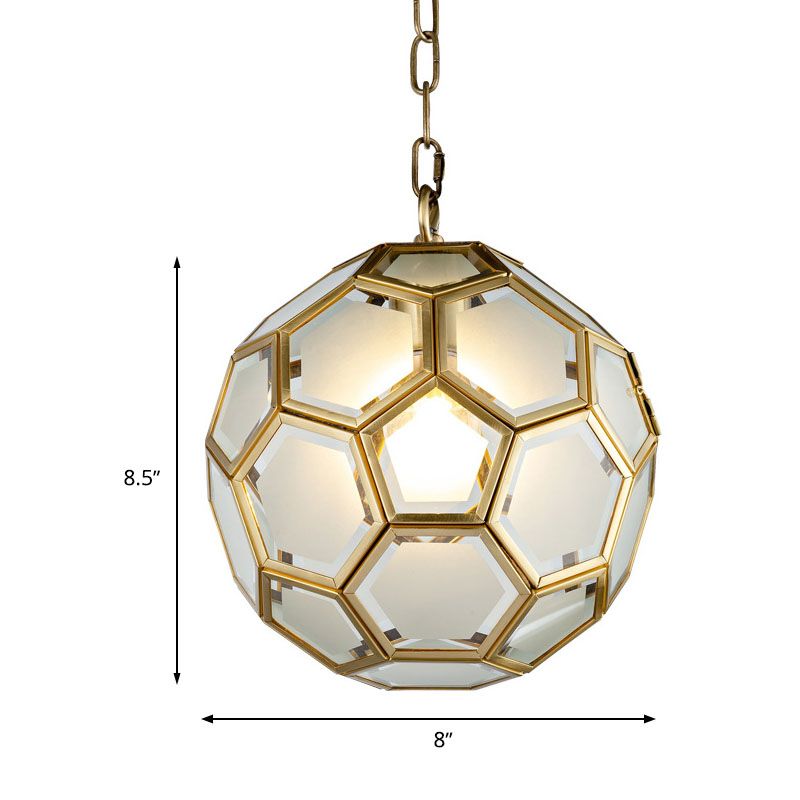 White Glass Ball Ceiling Lamp Colonial 1 Head Bedroom Suspension Pendant Light