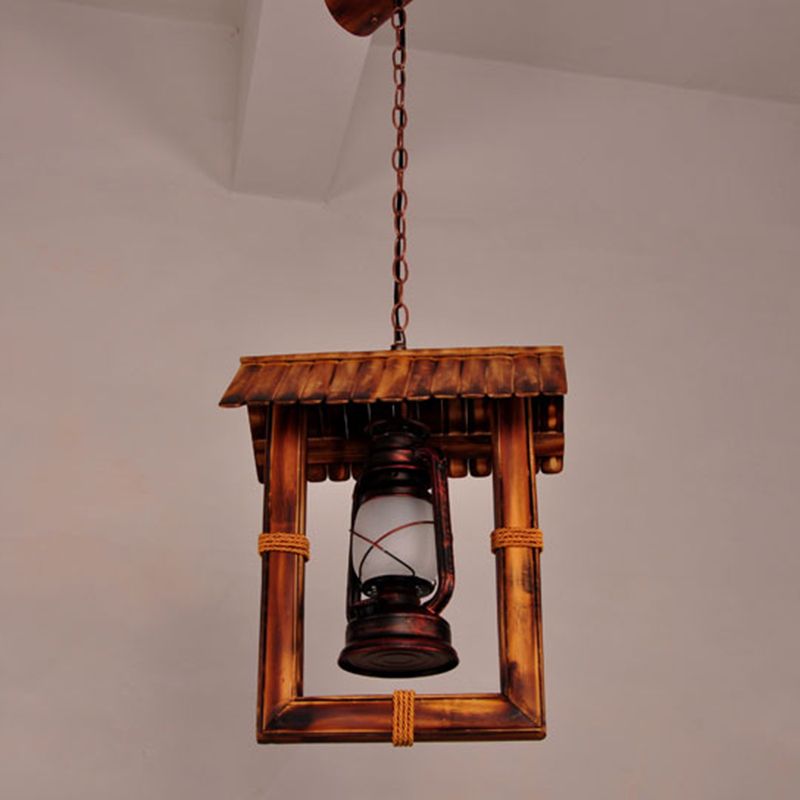 1-Licht industrielle Seemessstil hängen helles dunkles Holz Getreide Vintage Kerosinlampe-Form-Beleuchtung Anhänger