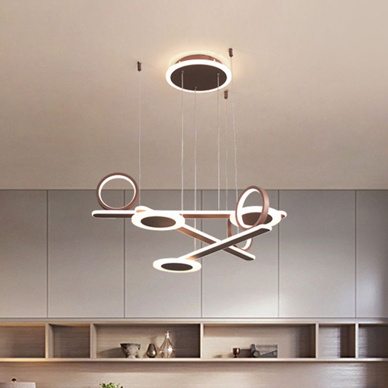 Coffee Ring Pendant Chandelier Contemporary Acrylic LED Suspension Light in Warm/White Light, 31.5"/39" Wide