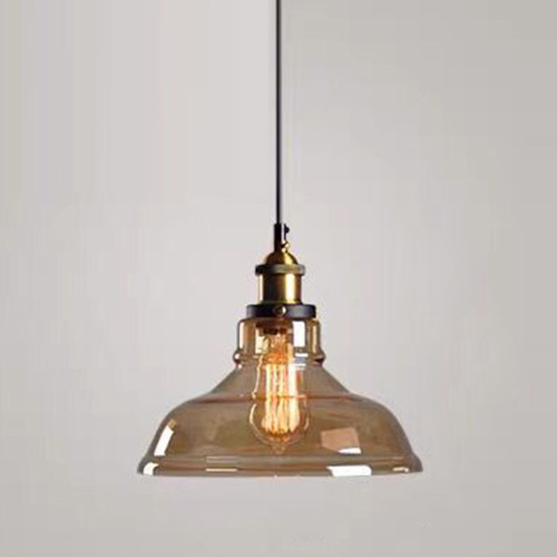 Amber Shaded Hanging Light Fixture Industrial Style Glass Restaurant Pendant Lighting Fixture