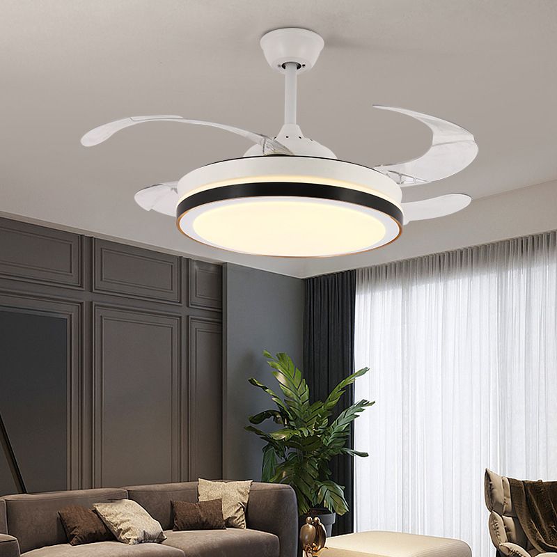 Modern Drum Ceiling Fan Light Interior LED Metal and Acrylic Fan Lighting Fixture