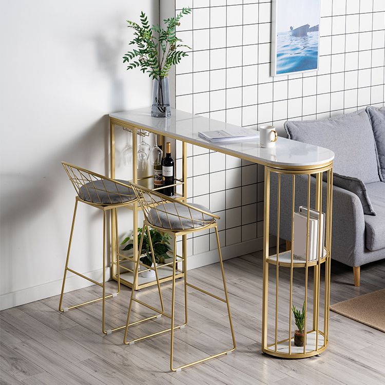 Marmeren top cocktailbalk tafel Noordse 42-inch hoogte opslagtafel voor woonkamer