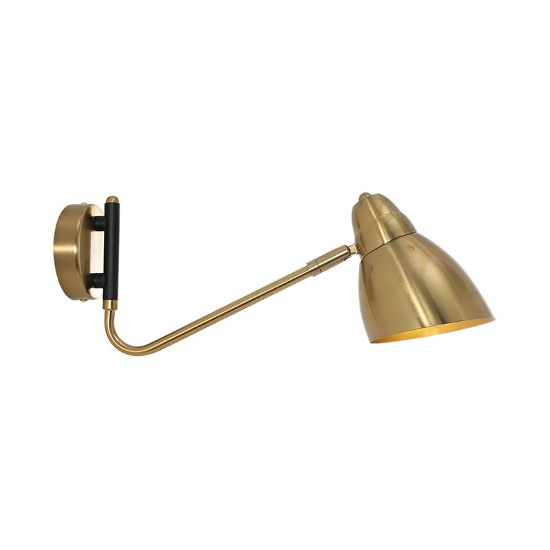 1 Bulb Bedroom Sconce Light Contemporary Gold Wall Mounted Lighting with Dome Metal Shade