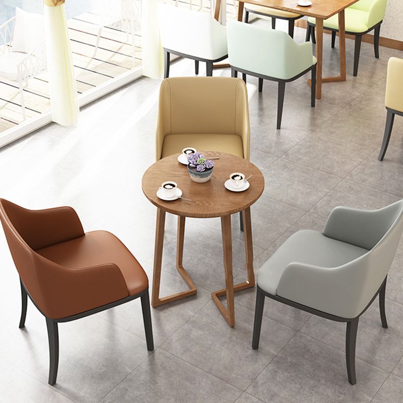 Modern Metal Dining Arm Chair Upholstered Side Chair for Dining Room