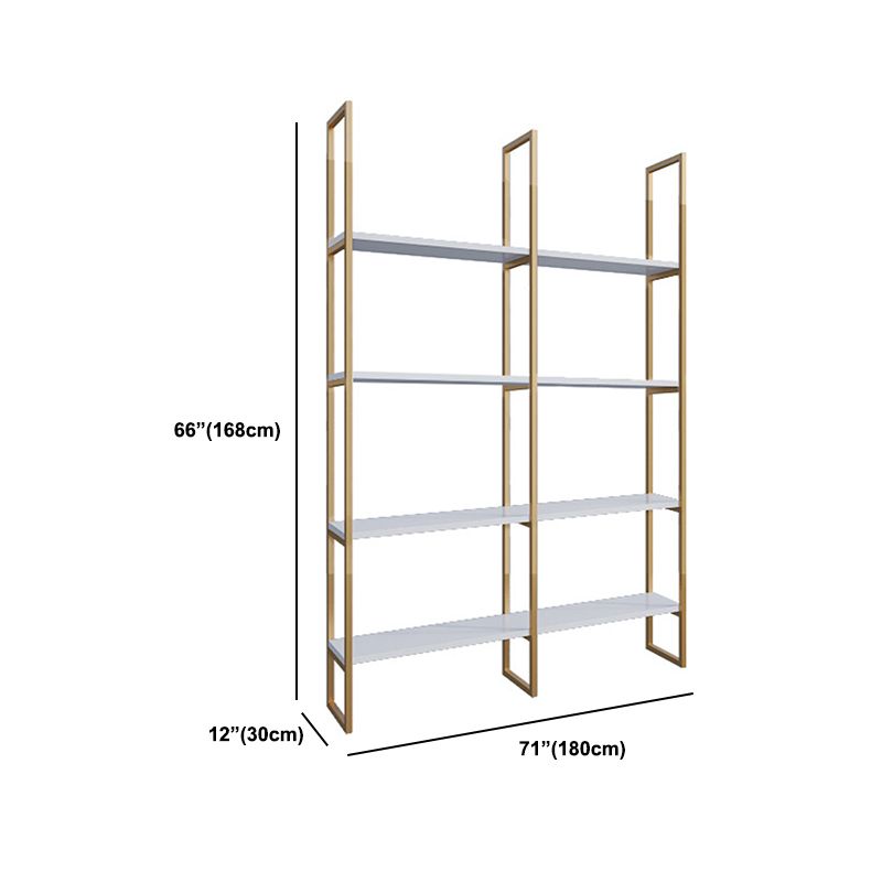 Engineered Wood and Metal Shelf Glam with Rectangular Shelves Book Shelf 12" Wide