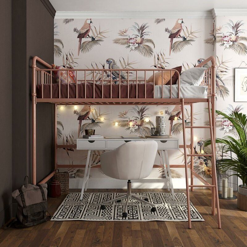 Industrial Steel High Loft with Open-Frame Headboard and Ladder