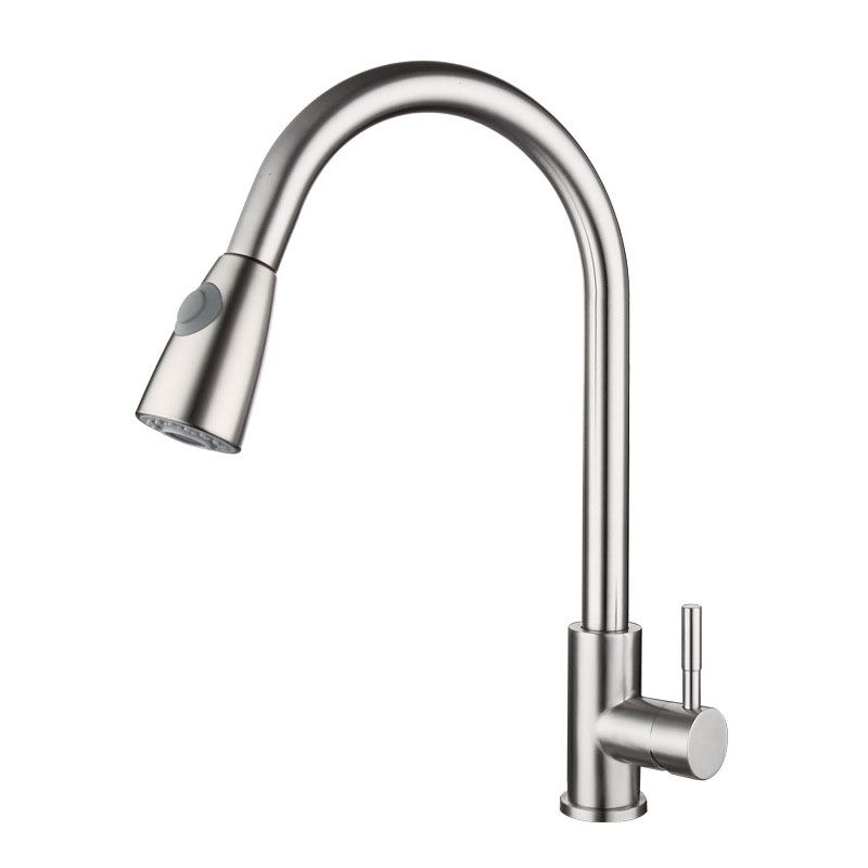 Contemporary High Arch Kitchen Sink Faucet 304 Stainless Steel Swivel Spout Faucet