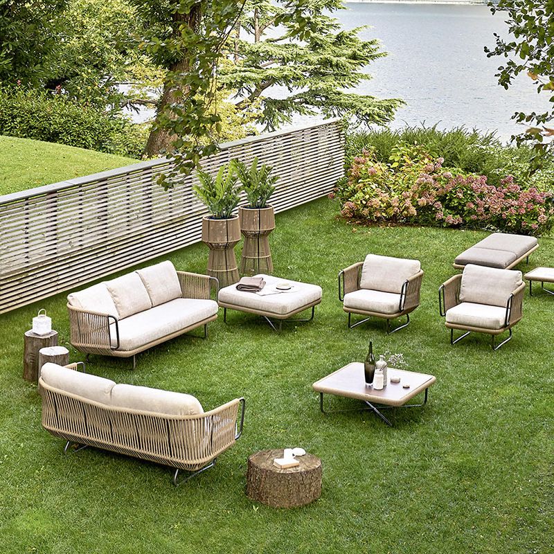 Contemporary Gray Cushion Outdoor Sofa Water Resistant Patio Sofa