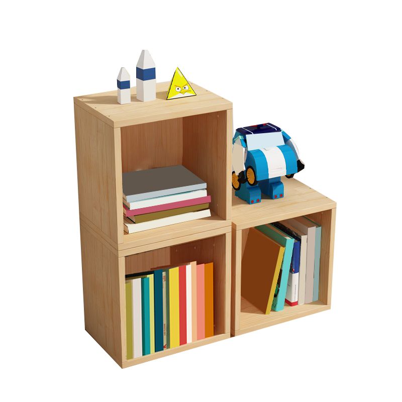 Scandinavian Storage Bookcase Wood Cubby Storage Bookcase in Pine