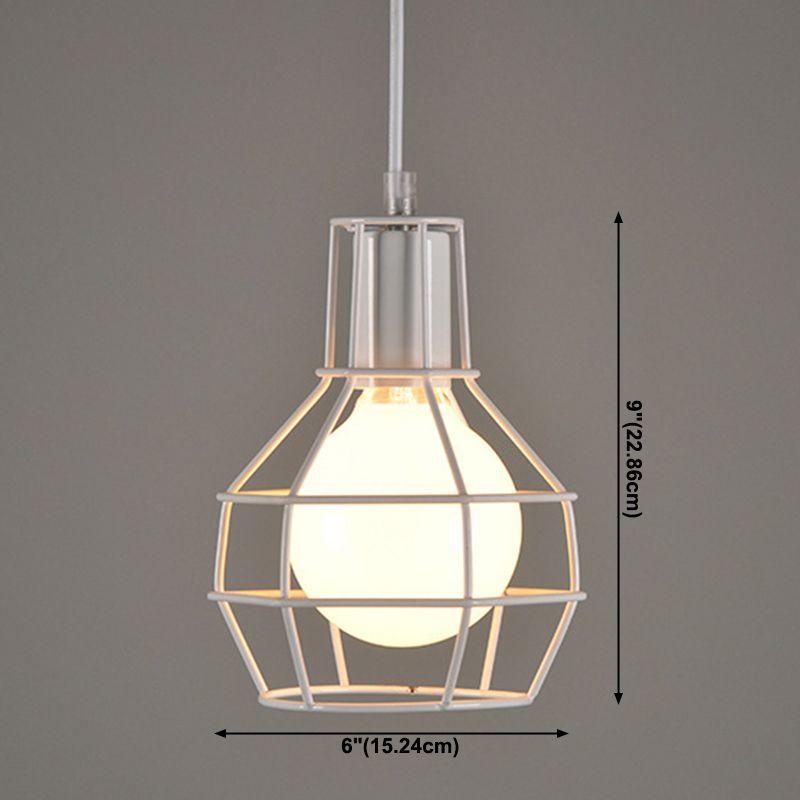 Industrial  Cage Pendant Light Glass 1 Light Pendant Lighting Fixtures