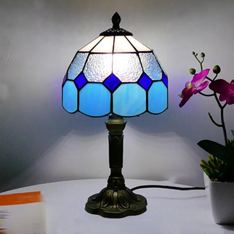 Tiffany Style Table Lamp 1-Light Desk Light with Glass Shade for Living Room