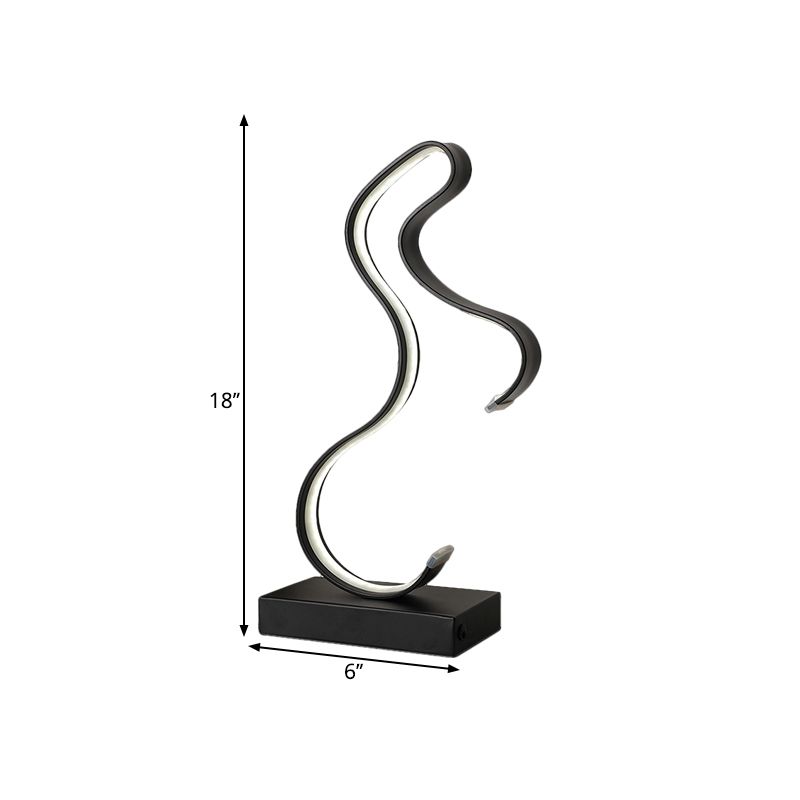 Black/Gold Horsey Shape Table Light Modern LED Metal Task Lighting with Rectangle Pedestal