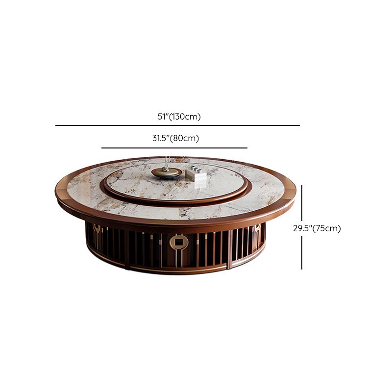 Round Tradition Dining Table for Home Stone Top Dinette Table with Rubberwood Base