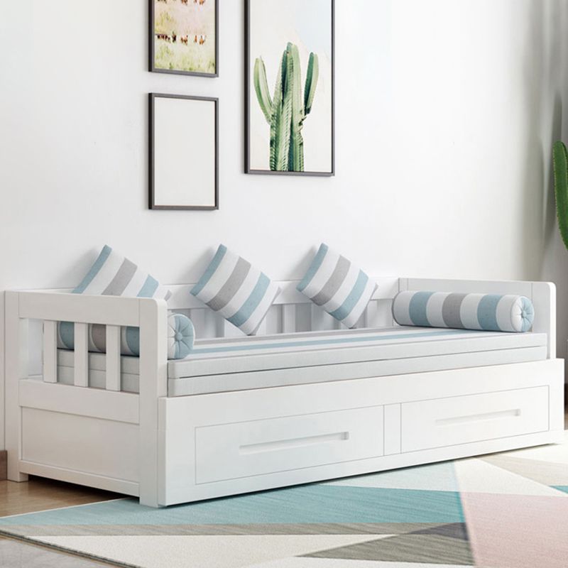 Solid Wood Slat Daybed with Mattress Modern Daybed with 2 Drawers