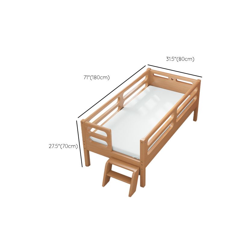 Washed Natural Baby Crib Solid Wood Contemporary with Guardrail