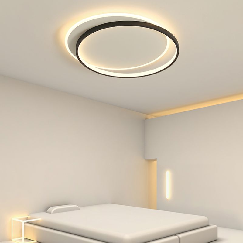 Black and White LED Ceiling Light in Modern Simplicity Iron Circular Flush Mount with Acrylic Shade