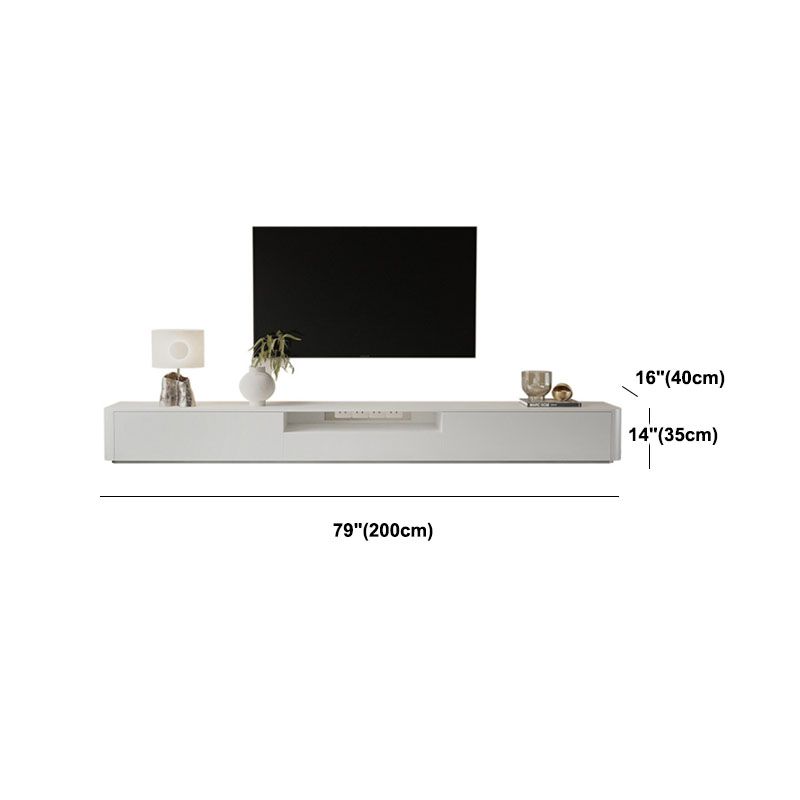 Contemporary Wood TV Stand 3 Drawers and Open Shelf TV Cabinet in White