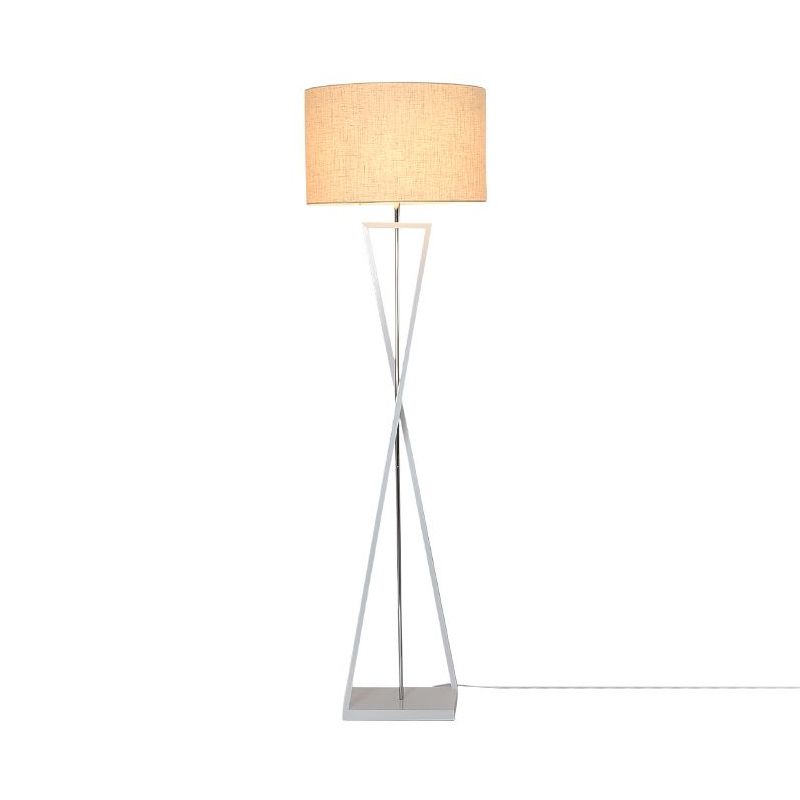 Hourglass Shaped Living Room Floor Lamp Metal Single Artistic Standing Light with Drum Fabric Shade