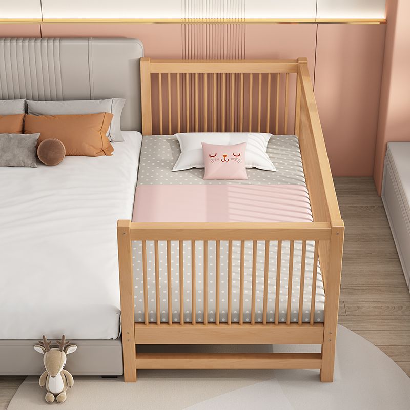 Contemporary Solid Wood Nursery Crib in Mature with Guardrail