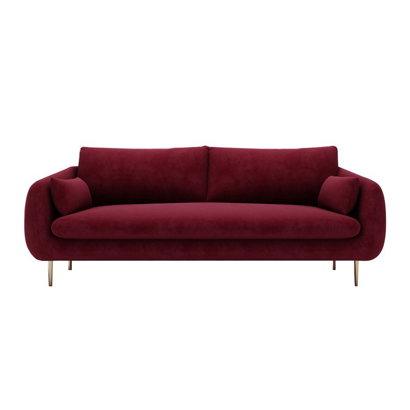 Contemporary Velvet Sofa with Pillow Cushion Back for Apartment